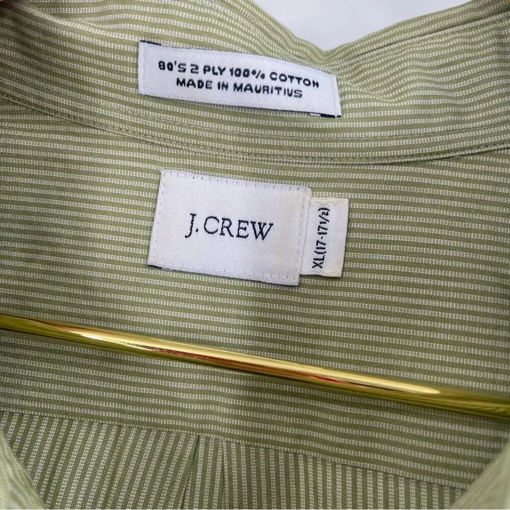 J. Crew Green And White Striped Button-Down Shirt Size XL (17 - 17 1/2)
